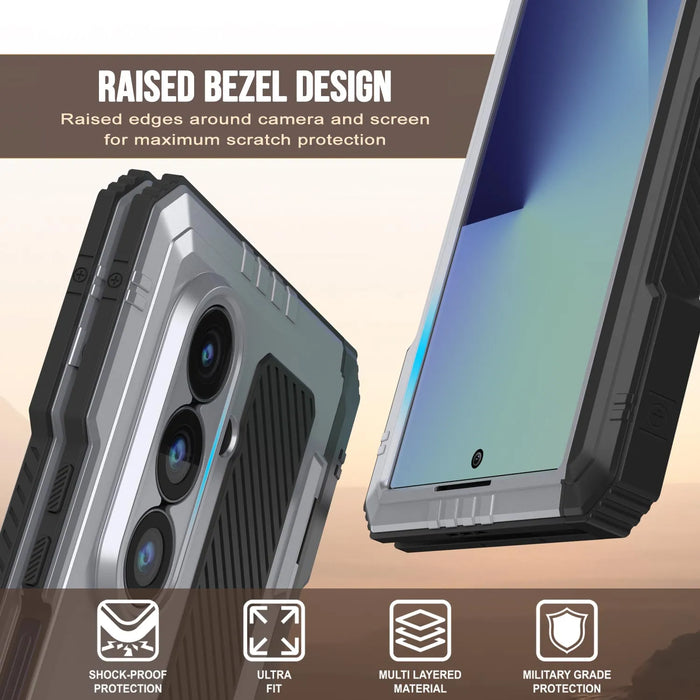 Galaxy Z Fold7 Metall Case, Heavy Duty Military Grade -Rüstungsabdeckung Ganzkörper hart [Weiß]