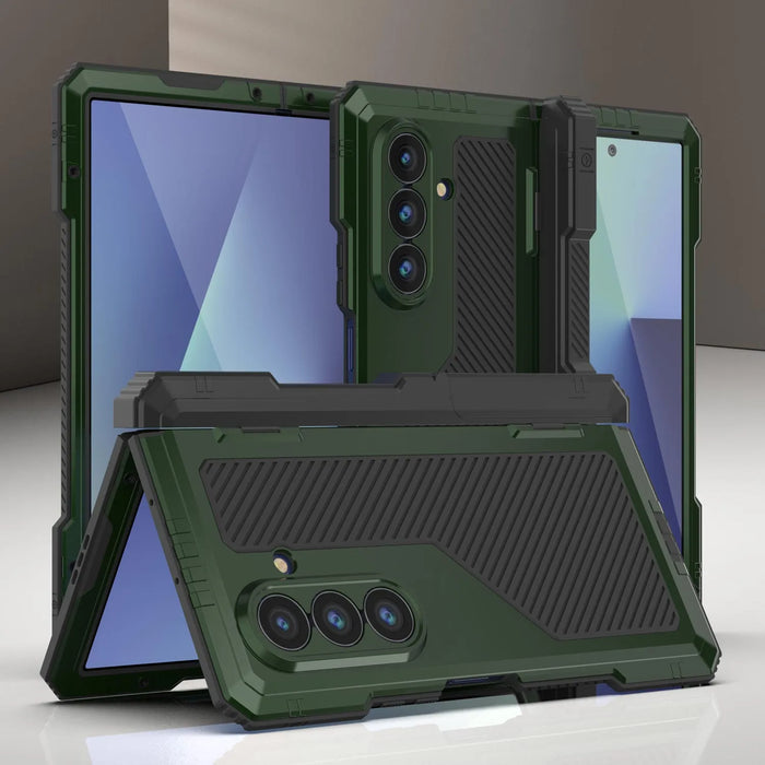 Galaxy Z Fold7 Metall Case, Heavy Duty Military Grade -Rüstungsbedeckung Ganzkörper hart [Dunkelgrün]