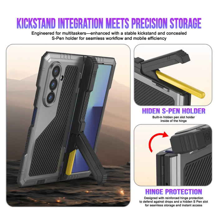 Galaxy Z Fold7 Metall Case, Heavy Duty Military Grade Rüstungsbedeckung Ganzkörper hart [Silber]