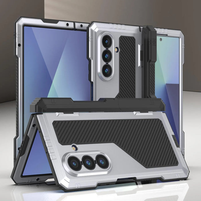 Galaxy Z Fold7 Metall Case, Heavy Duty Military Grade -Rüstungsabdeckung Ganzkörper hart [Weiß]