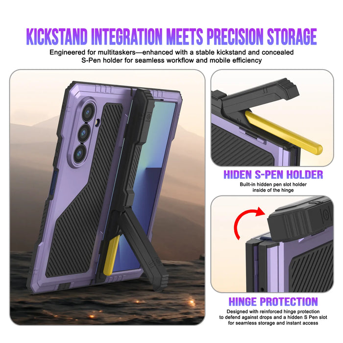 Galaxy Z Fold7 Metall Case, Heavy Duty Military Grade -Rüstungsbedeckung Ganzkörper hart [lila]