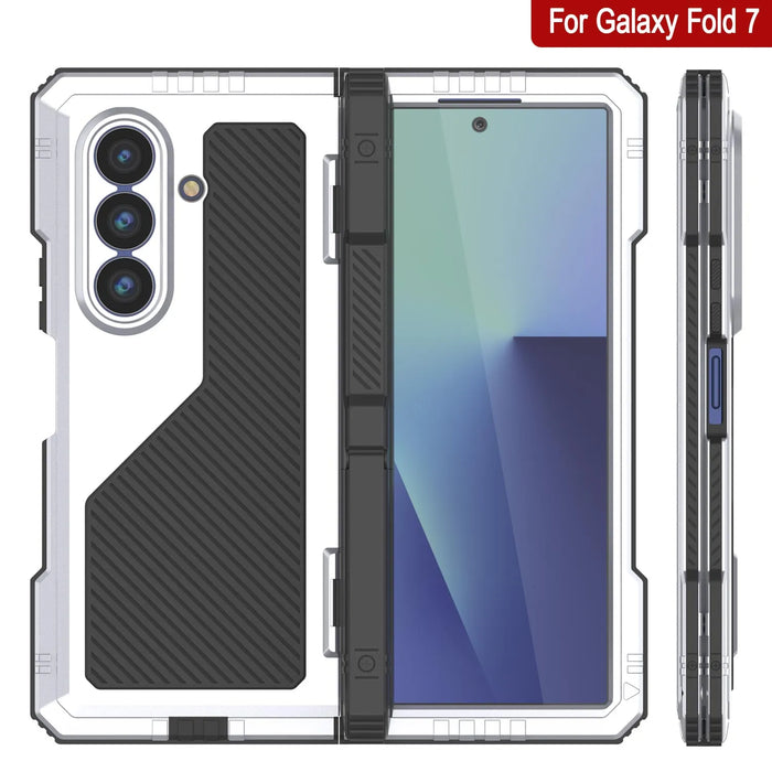 Galaxy Z Fold7 Metall Case, Heavy Duty Military Grade -Rüstungsabdeckung Ganzkörper hart [Weiß]