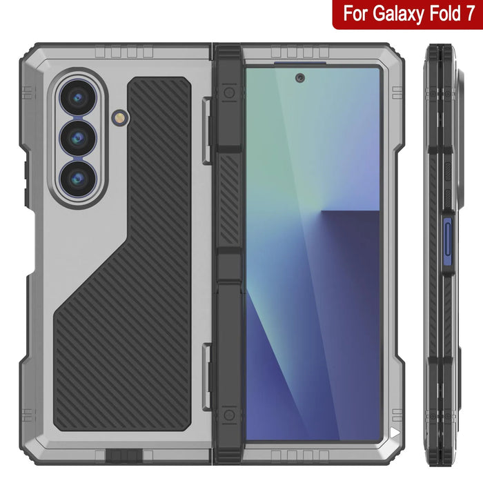 Galaxy Z Fold7 Metall Case, Heavy Duty Military Grade Rüstungsbedeckung Ganzkörper hart [Silber]