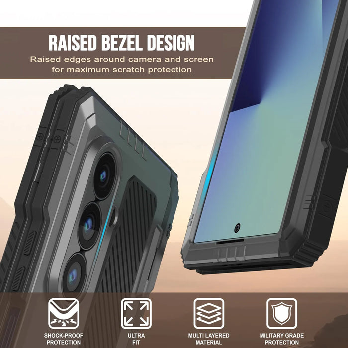 Galaxy Z Fold7 Metall Case, Heavy Duty Military Grade Rüstungsbedeckung Ganzkörper hart [Silber]