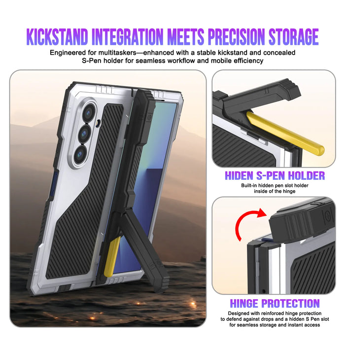 Galaxy Z Fold7 Metall Case, Heavy Duty Military Grade -Rüstungsabdeckung Ganzkörper hart [Weiß]