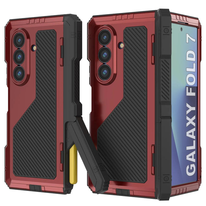 Galaxy Z Fold7 Metall Case, Heavy Duty Military Grade -Rüstungsdecke Ganzkörper hart [rot]