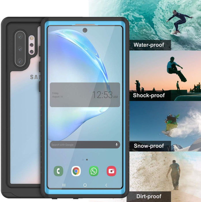 Galaxy Note 10+ Plus Case, Punkcase [Extreme Series] Armor Cover W/ Built In Screen Protector [Light Blue] (Color in image: Teal)