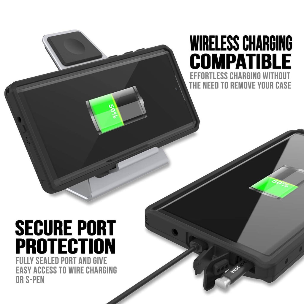 Galaxy Note 10+ Plus Waterproof Case, Punkcase Studstar Black Thin Armor Cover (Color in image: white)
