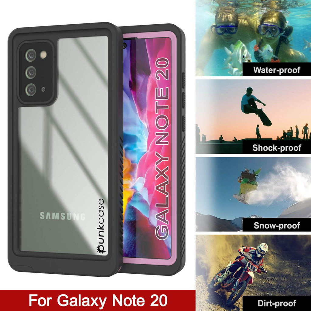 Galaxy Note 20 Case, Punkcase [Extreme Series] Armor Cover W/ Built In Screen Protector [Pink] (Color in image: Black)