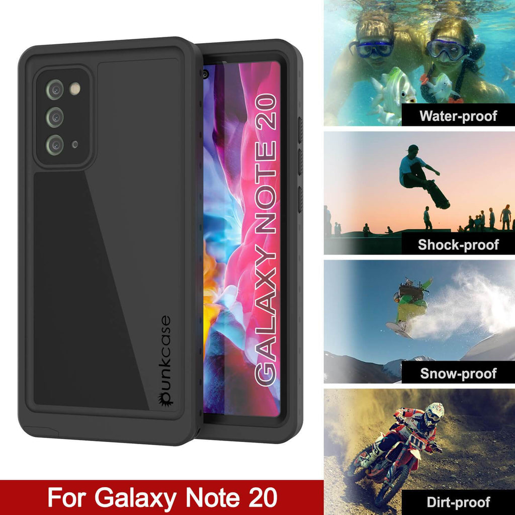 Galaxy Note 20 Waterproof Case, Punkcase Studstar Black Thin Armor Cover (Color in image: red)