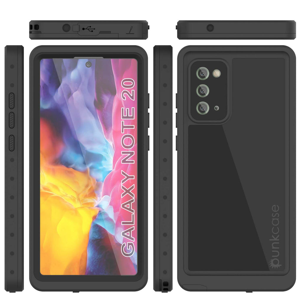 Galaxy Note 20 Waterproof Case, Punkcase Studstar Black Thin Armor Cover (Color in image: light green)