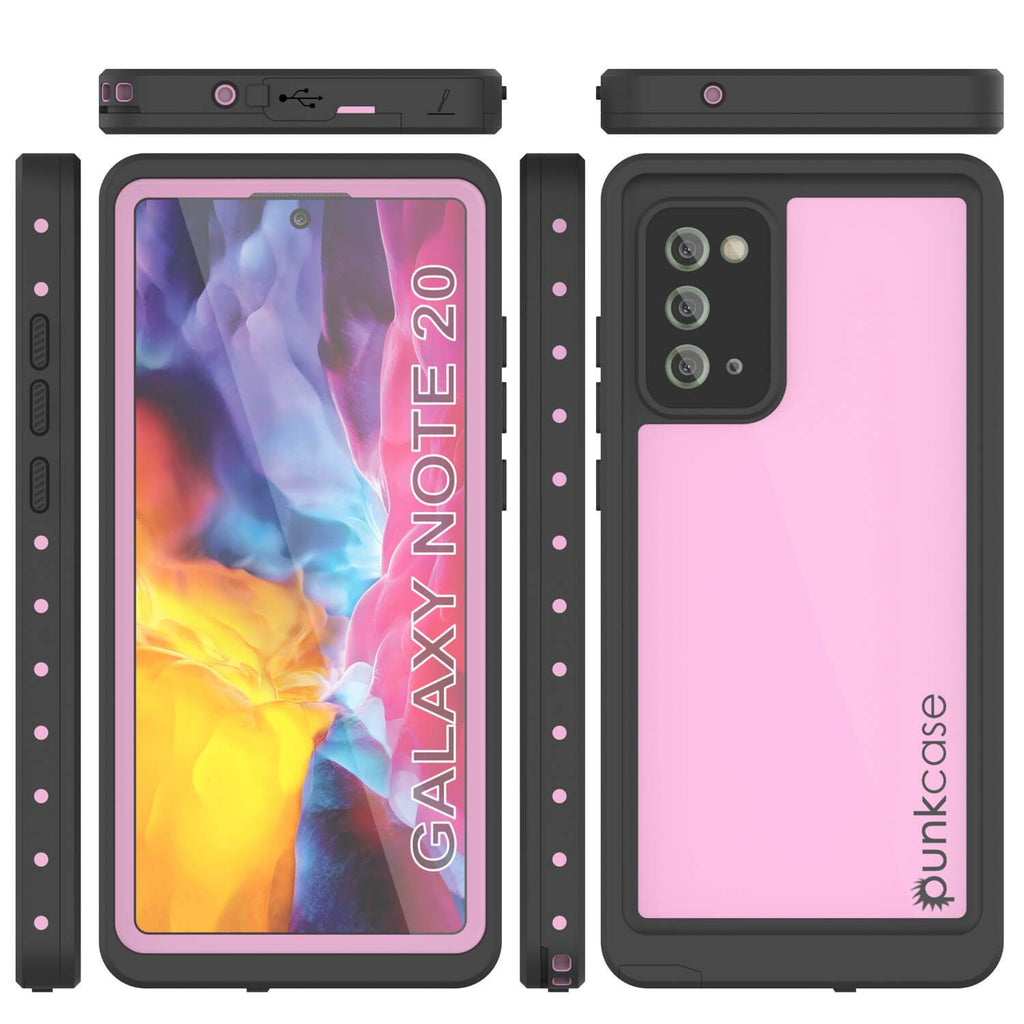 Galaxy Note 20 Waterproof Case, Punkcase Studstar Pink Thin Armor Cover (Color in image: red)