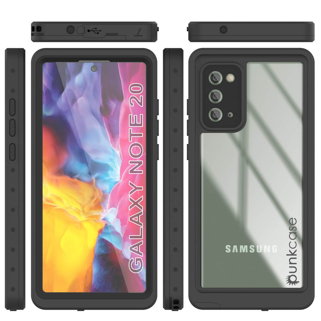 Galaxy Note 20 Waterproof Case, Punkcase Studstar Clear Thin Armor Cover (Color in image: light blue)