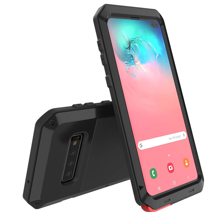 Galaxy S10+ Plus Metal Case, Heavy Duty Military Grade Rugged Armor Cover [Black] 
