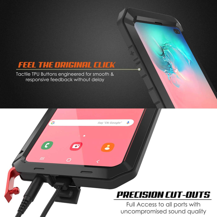 Galaxy S10+ Plus Metal Case, Heavy Duty Military Grade Rugged Armor Cover [Black] (Color in image: Gold)