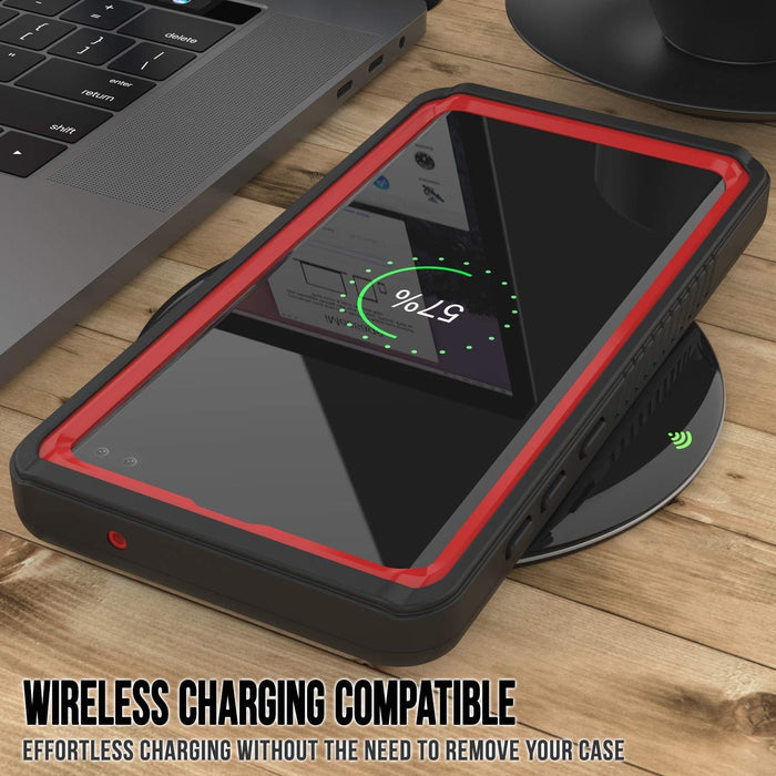 Galaxy S10e Water/Shock/Snowproof Slim Screen Protector Case [Red] (Color in image: White)