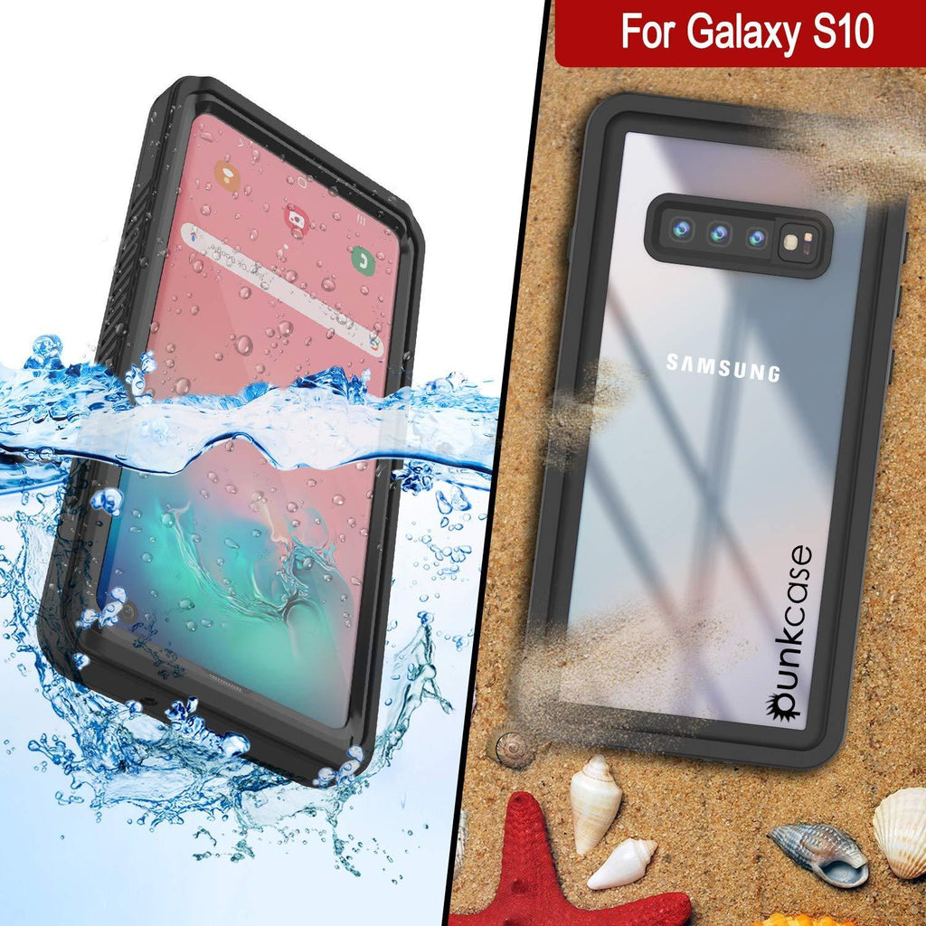 Galaxy S10+ Plus Water/Shockproof With Screen Protector Case [Black] (Color in image: White)