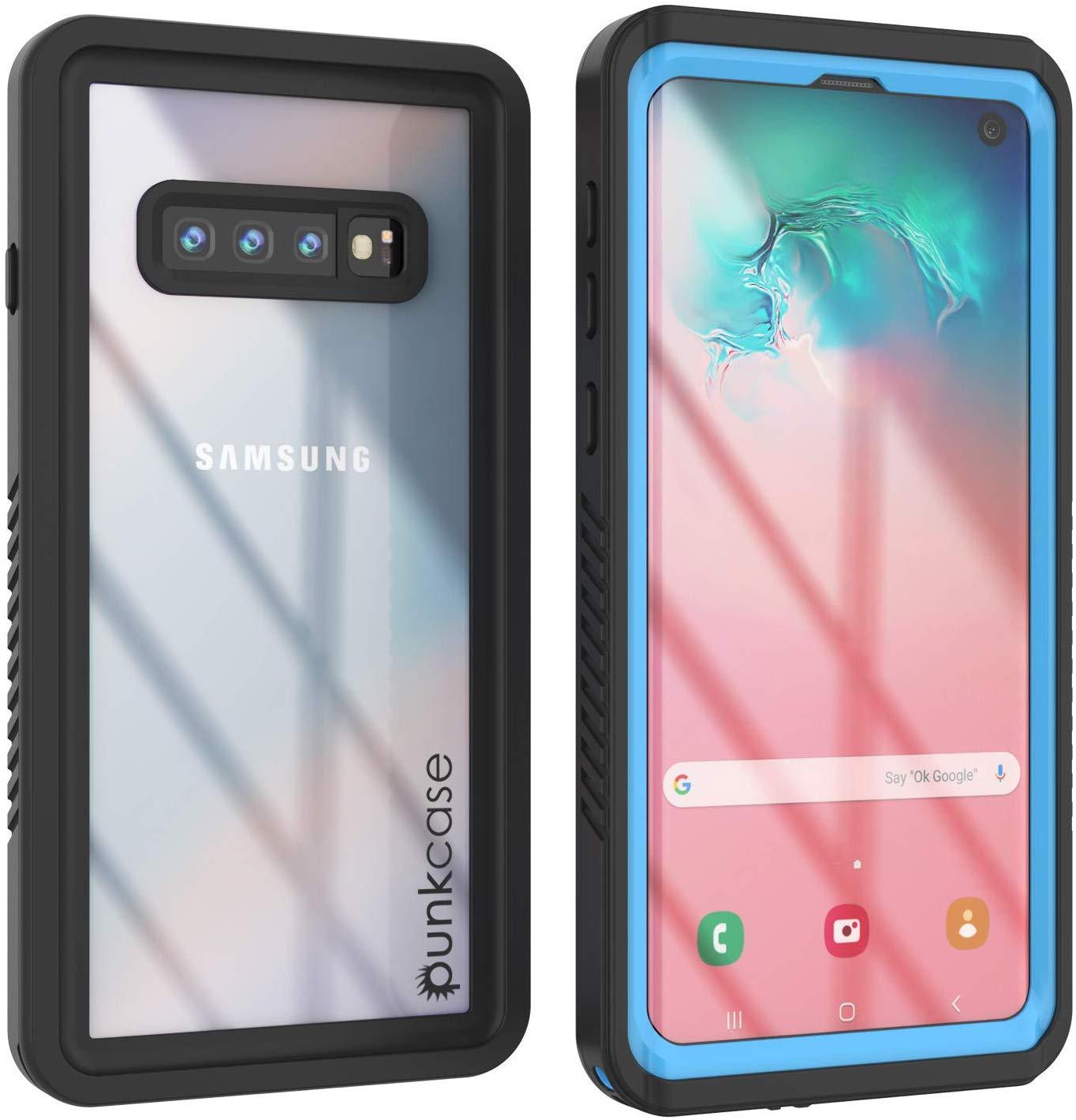 Galaxy S10+ Plus Water/Shock/Snow/dirt proof Slim Case [Light Blue] (Color in image: Light blue)