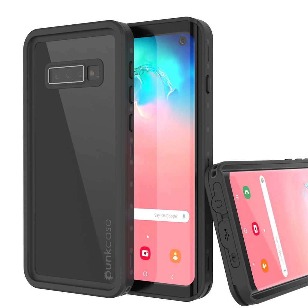 Galaxy S10 Waterproof Case PunkCase StudStar Black Thin 6.6ft Underwater IP68 Shock/Snow Proof (Color in image: black)