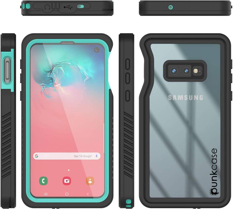 Galaxy S10 Water/Shock/Snowproof | Screen Protector Case [Teal] (Color in image: White)