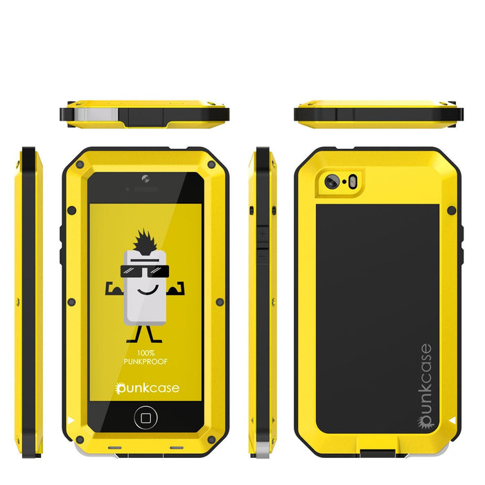 iPhone SE/5/5s Case, Punkcase® METALLIC Series NEON w/ TEMPERED GLASS | Aluminum Frame (Color in image: Gold)