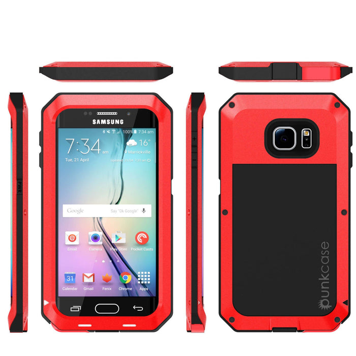 Galaxy S6 EDGE  Case, PUNKcase Metallic Red Shockproof  Slim Metal Armor Case (Color in image: gold)