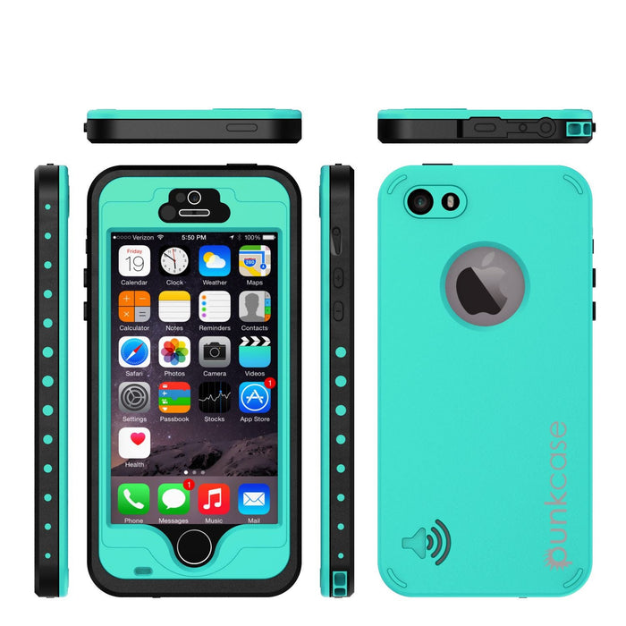 iPhone 5S/5 Waterproof Case, PunkCase StudStar Teal Case Water/Shock/Dirt Proof | Lifetime Warranty (Color in image: black)