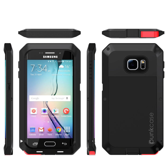 Galaxy S6 EDGE Case, PUNKcase Metallic Black Shockproof  Slim Metal Armor Case (Color in image: white)