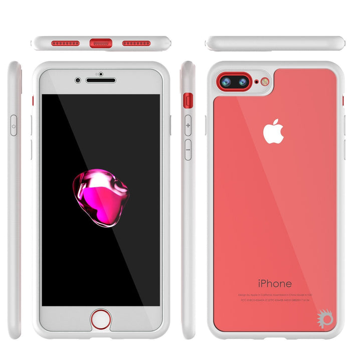iPhone 8+ Plus Case, Punkcase [MASK Series] [WHITE] Full Body Hybrid Dual Layer TPU Cover W/ protective Tempered Glass Screen Protector (Color in image: navy)