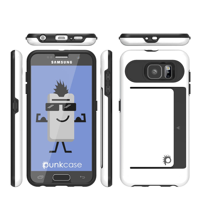 Galaxy S6 EDGE Case PunkCase CLUTCH White Series Slim Armor Soft Cover Case w/ Screen Protector (Color in image: Black)