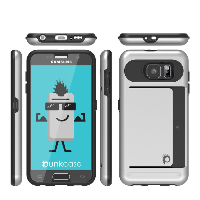 Galaxy s6 Case PunkCase CLUTCH Silver Series Slim Armor Soft Cover Case w/ Tempered Glass (Color in image: Black)