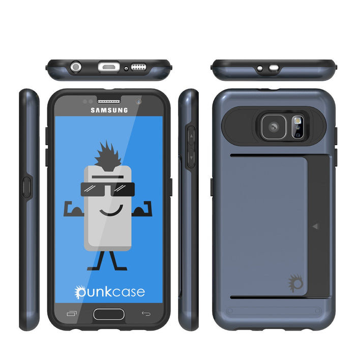 Galaxy s6 Case PunkCase CLUTCH Navy Series Slim Armor Soft Cover Case w/ Tempered Glass (Color in image: Pink)