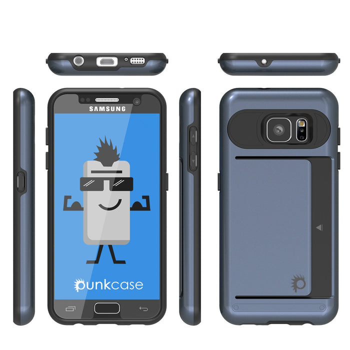 Galaxy s7 Case PunkCase CLUTCH Navy Series Slim Armor Soft Cover Case w/ Tempered Glass (Color in image: Gold)