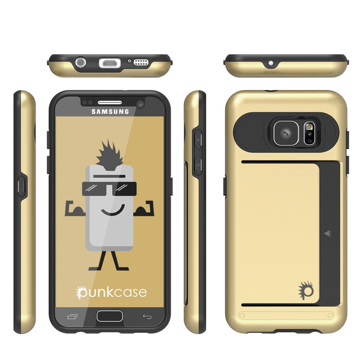 Galaxy S7 EDGE Case PunkCase CLUTCH Gold Series Slim Armor Soft Cover Case w/ Screen Protector (Color in image: Black)