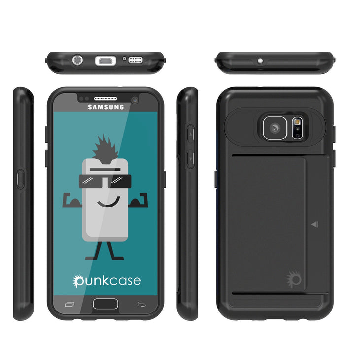 Galaxy S7 EDGE Case PunkCase CLUTCH Black Series Slim Armor Soft Cover Case w/ Screen Protector (Color in image: Silver)