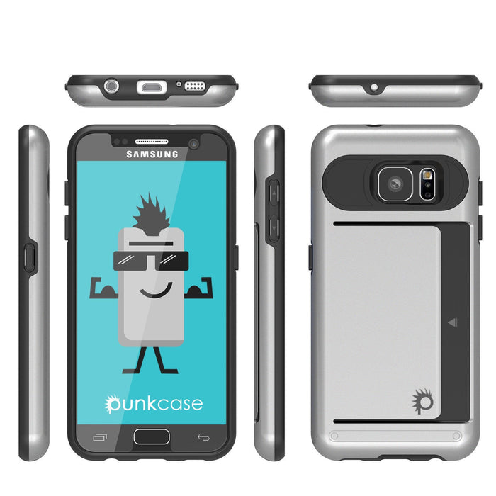 Galaxy S7 EDGE Case PunkCase CLUTCH Silver Series Slim Armor Soft Cover Case w/ Screen Protector (Color in image: White)