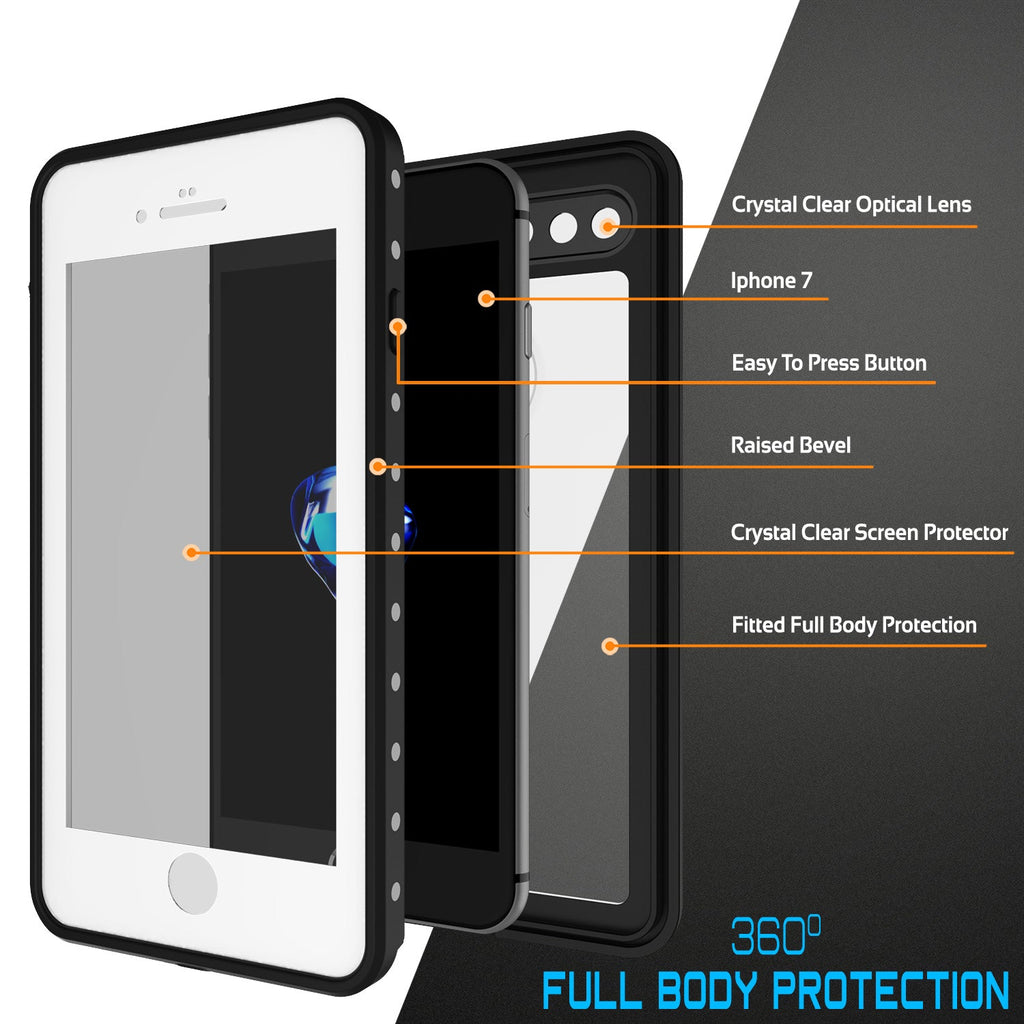 iPhone 8+ Plus Waterproof Case, Punkcase [StudStar Series] [Clear] [Slim Fit] [Shockproof] [Dirtproof] [Snowproof] Armor Cover (Color in image: white)