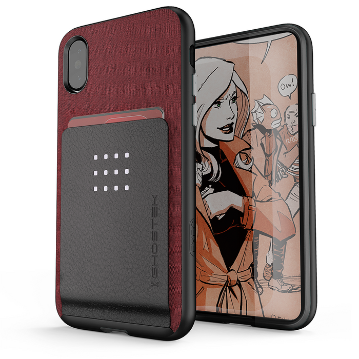 iPhone 7+ Plus Case , Ghostek Exec 2 Series for iPhone 7+ Plus Protective Wallet Case [RED] (Color in image: Red)
