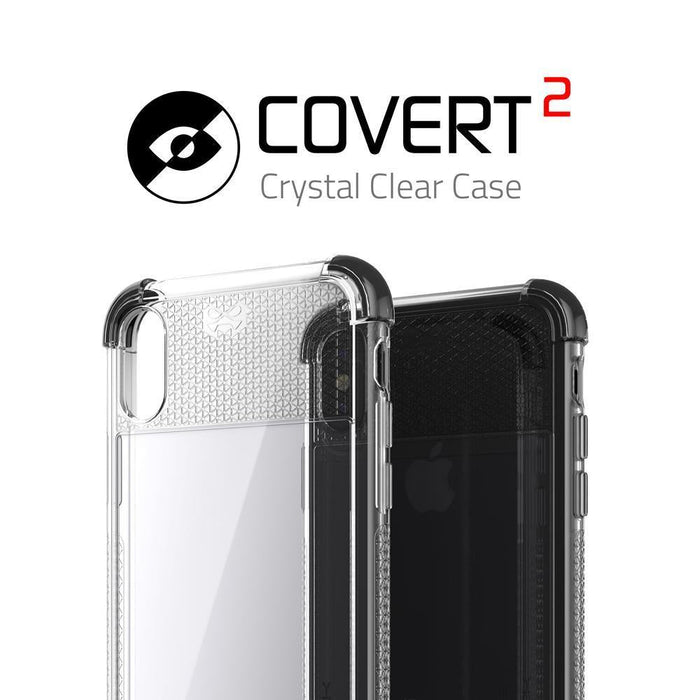 Ghostek Transparent iPhone X Case, Covert2 Series Resilient Rugged Armor Design | Supports AirPower Wireless Charging | Black (Color in image: Pink)