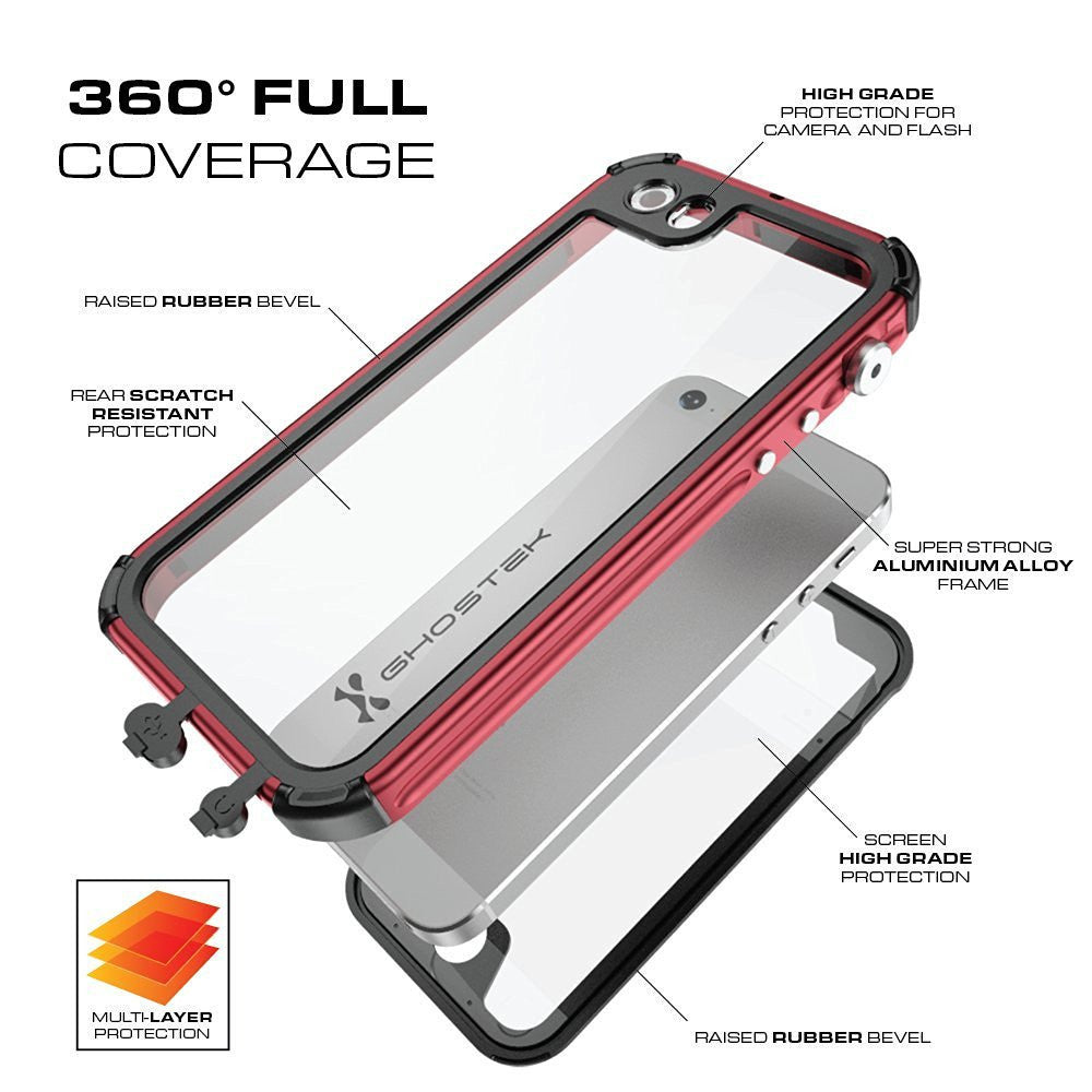 iPhone 7 Waterproof Case, Ghostek® Atomic 3.0 Black Series | Underwater | Touch-ID 