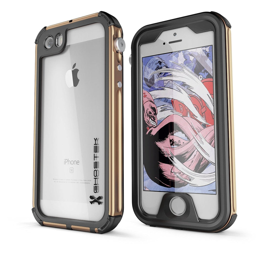 iPhone SE Waterproof Case, Ghostek® Atomic 3.0 Gold Series for Apple iPhone 5, 5S & SE (Color in image: Gold)
