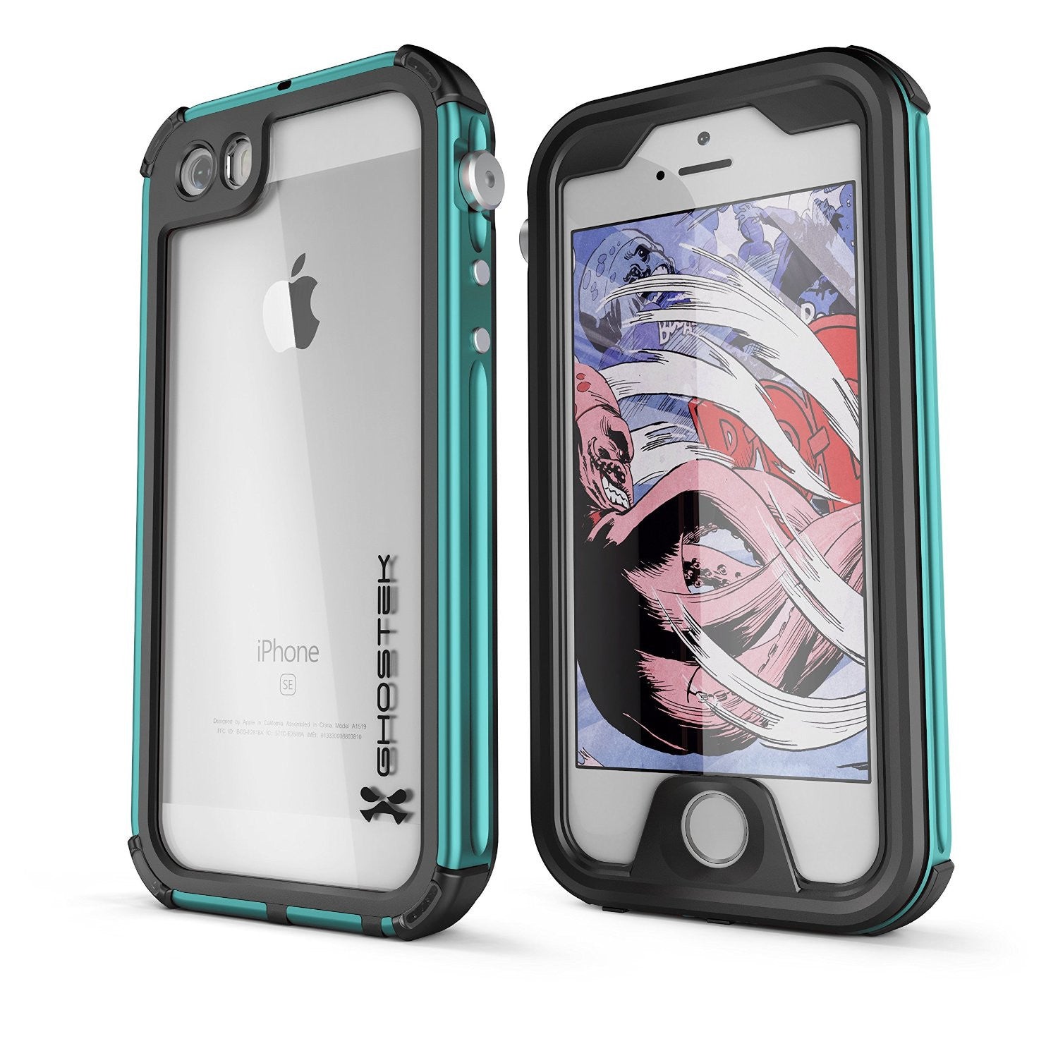 iPhone SE Waterproof Case, Ghostek® Atomic 3.0 Teal Series for Apple iPhone 5, 5S & SE (Color in image: Teal)