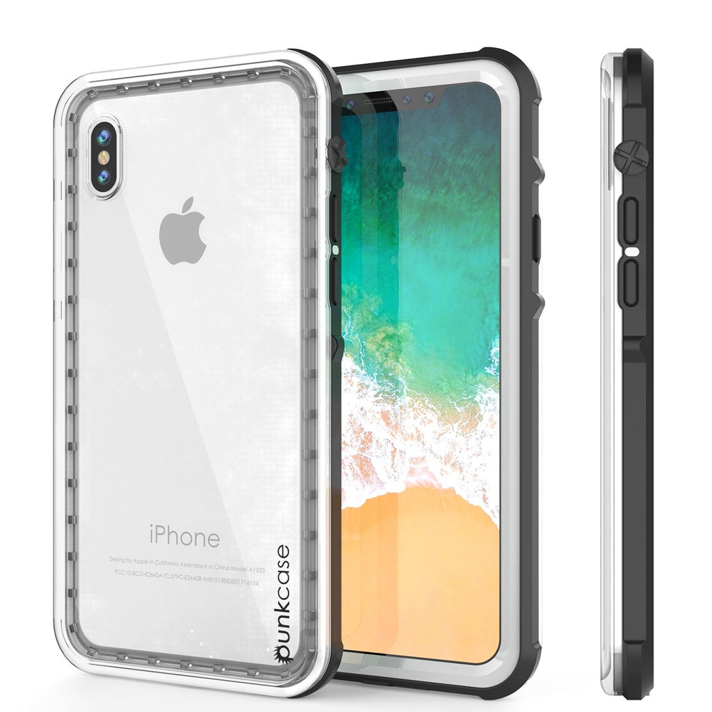 iPhone X Case, PUNKCase [CRYSTAL SERIES] Cover W/ Attached Screen Protector [WHITE] (Color in image: White)
