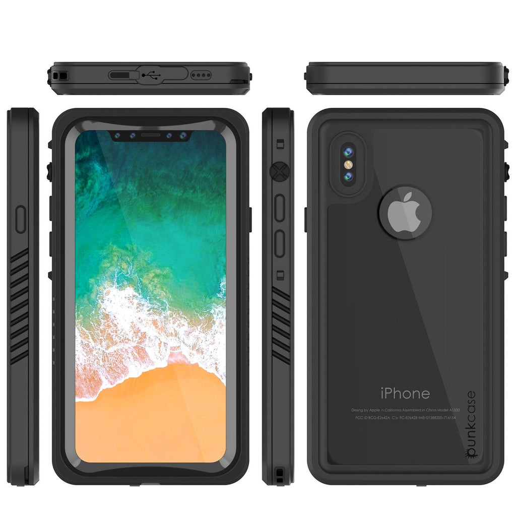 iPhone X Case, Punkcase [Extreme Series] [Slim Fit] [IP68 Certified] [Shockproof] [Snowproof] [Dirproof] Armor Cover W/ Built In Screen Protector for Apple iPhone 10 [BLACK] (Color in image: Light Blue)