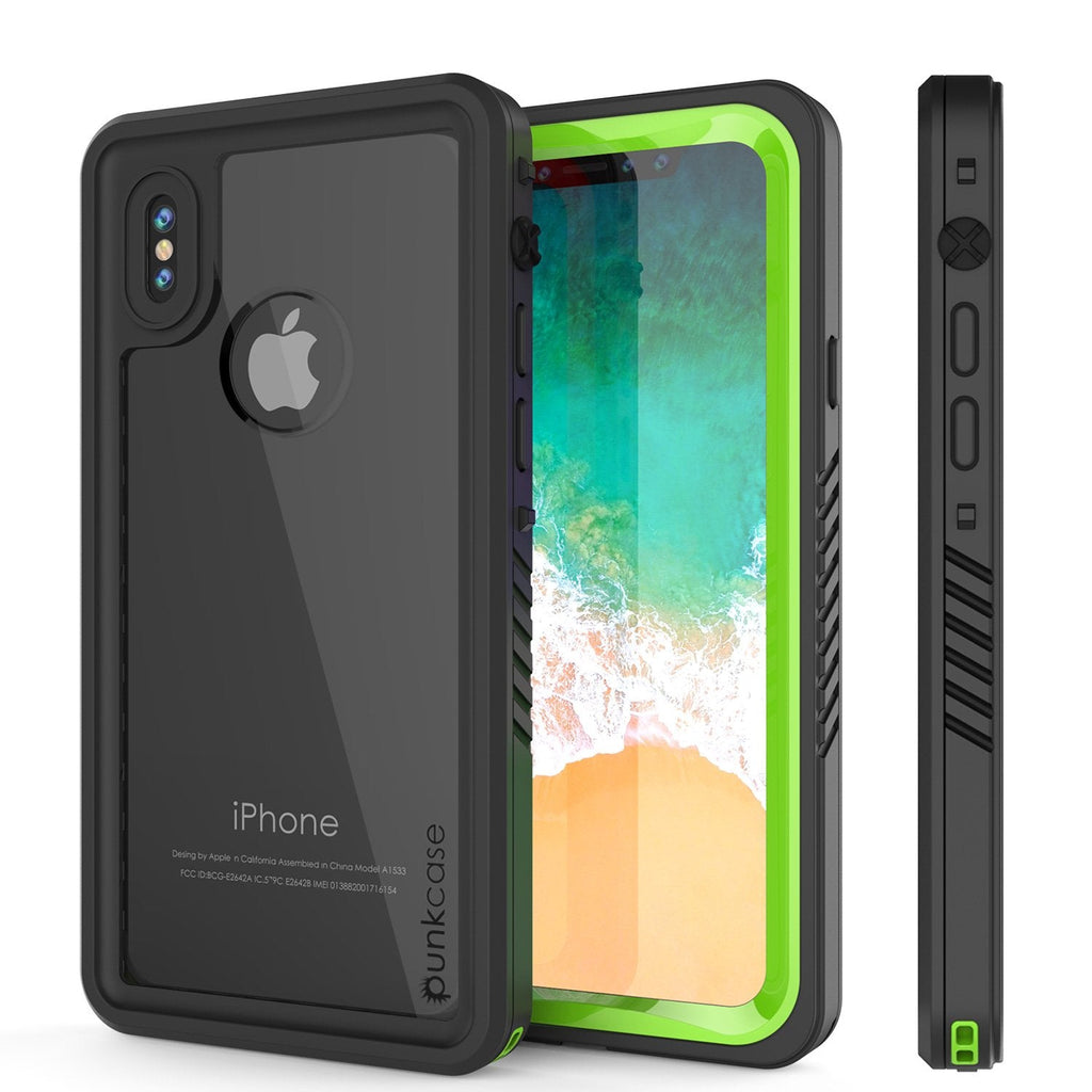 iPhone X Case, Punkcase [Extreme Series] [Slim Fit] [IP68 Certified] [Shockproof] [Snowproof] [Dirproof] Armor Cover W/ Built In Screen Protector for Apple iPhone 10 [LIGHT GREEN] (Color in image: Light Green)