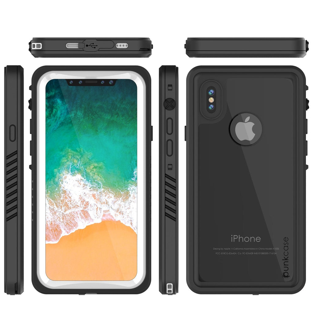 iPhone X Case, Punkcase [Extreme Series] [Slim Fit] [IP68 Certified] [Shockproof] [Snowproof] [Dirproof] Armor Cover W/ Built In Screen Protector for Apple iPhone 10 [White] (Color in image: Light Blue)