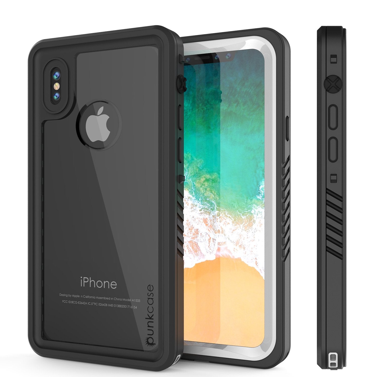 iPhone X Case, Punkcase [Extreme Series] [Slim Fit] [IP68 Certified] [Shockproof] [Snowproof] [Dirproof] Armor Cover W/ Built In Screen Protector for Apple iPhone 10 [White] (Color in image: Red)