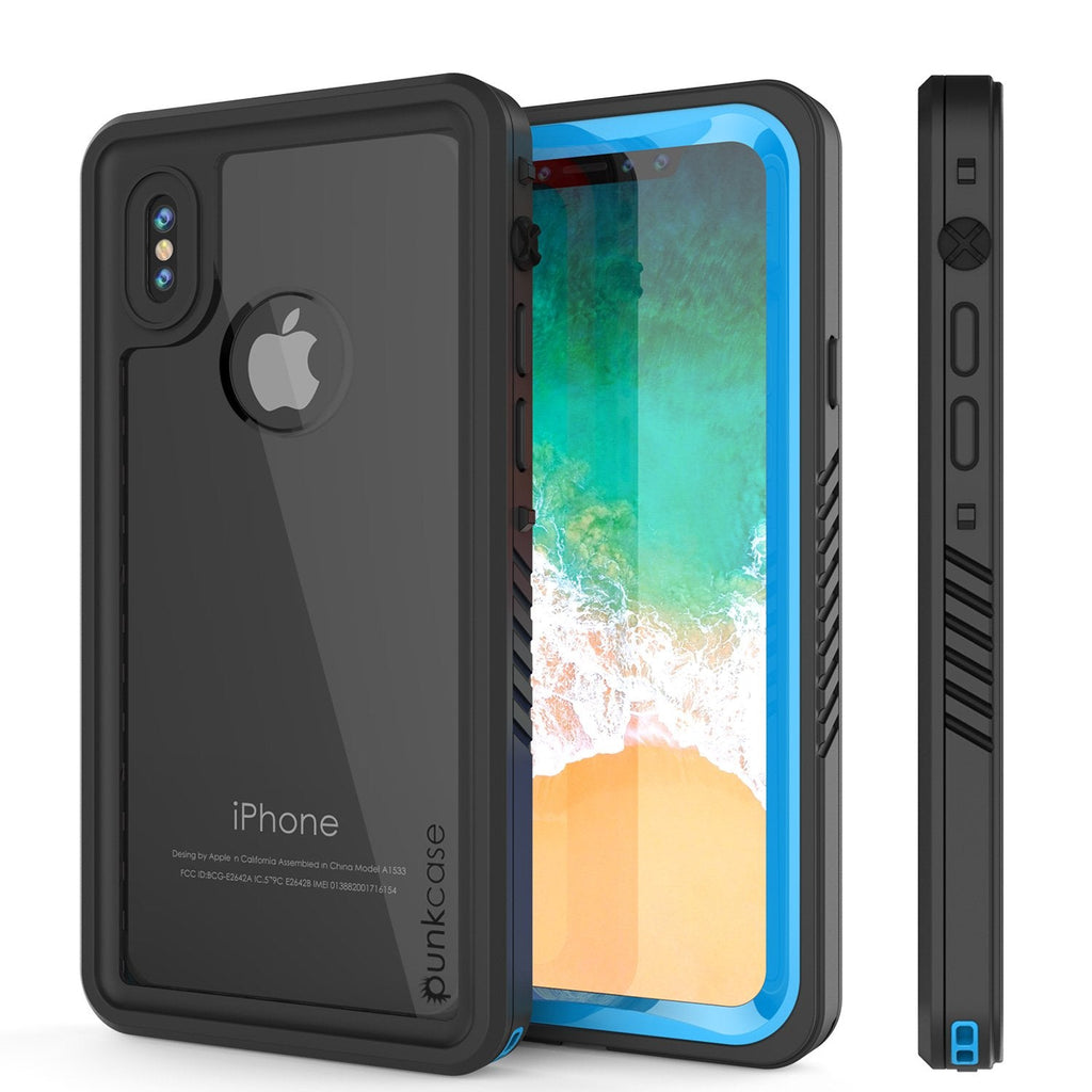 iPhone X Case, Punkcase [Extreme Series] [Slim Fit] [IP68 Certified] [Shockproof] [Snowproof] [Dirproof] Armor Cover W/ Built In Screen Protector for Apple iPhone 10 [LIGHT BLUE] (Color in image: Light Blue)
