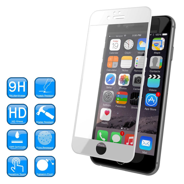 iPhone 6S/6 White Tempered Glass Screen Protector, Punkcase SHIELD  Protector 0.33mm Thick 9H (Color in image: Rose Gold)