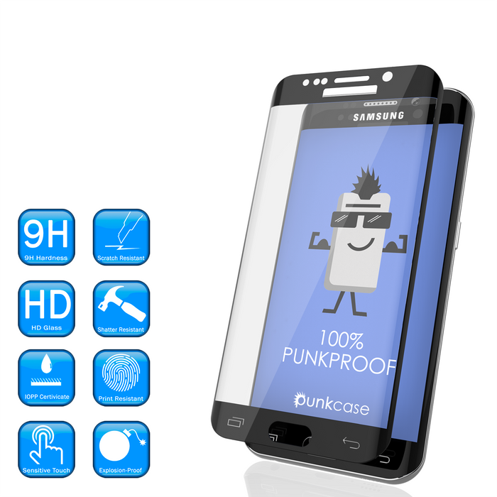 Galaxy S6 Edge Plus Black Punkcase Glass SHIELD Tempered Glass Screen Protector 0.33mm Thick 9H (Color in image: Clear)
